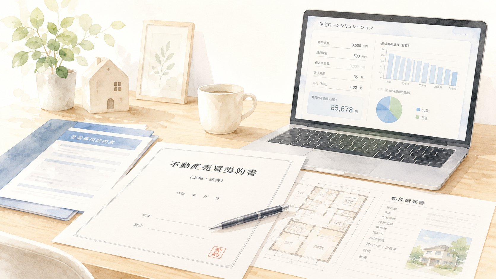 不動産売買契約書とローンシミュレーション